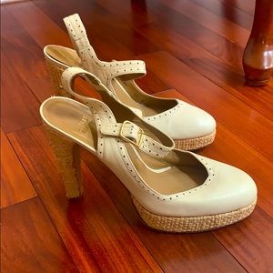 Stuart Weitzman- maryjane rattan heels